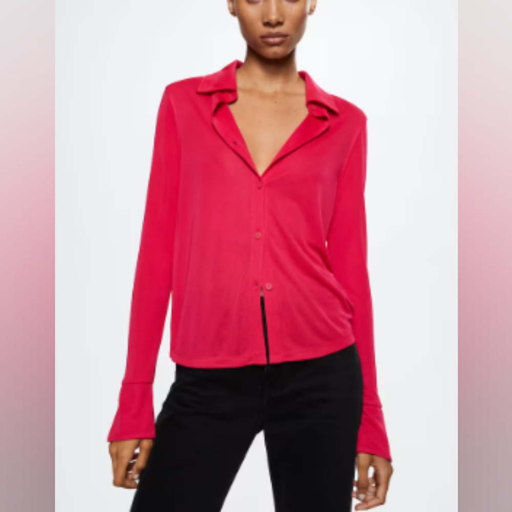 Hot Pink Mango button up w/ flared sleeves